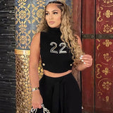 22 Cropped Vest Shirt - Black